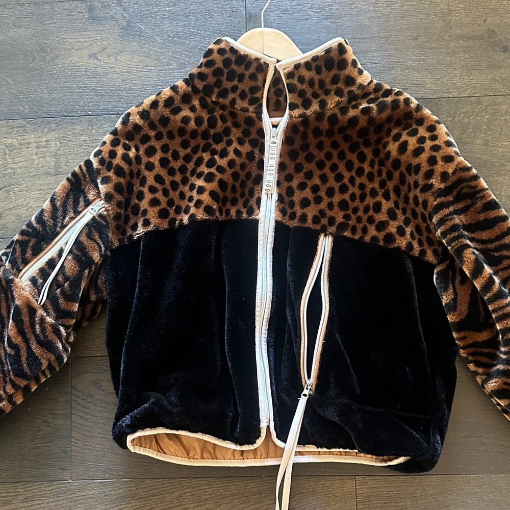 UGG Kids Leopard Print Puffer Jacket - Black and Brown